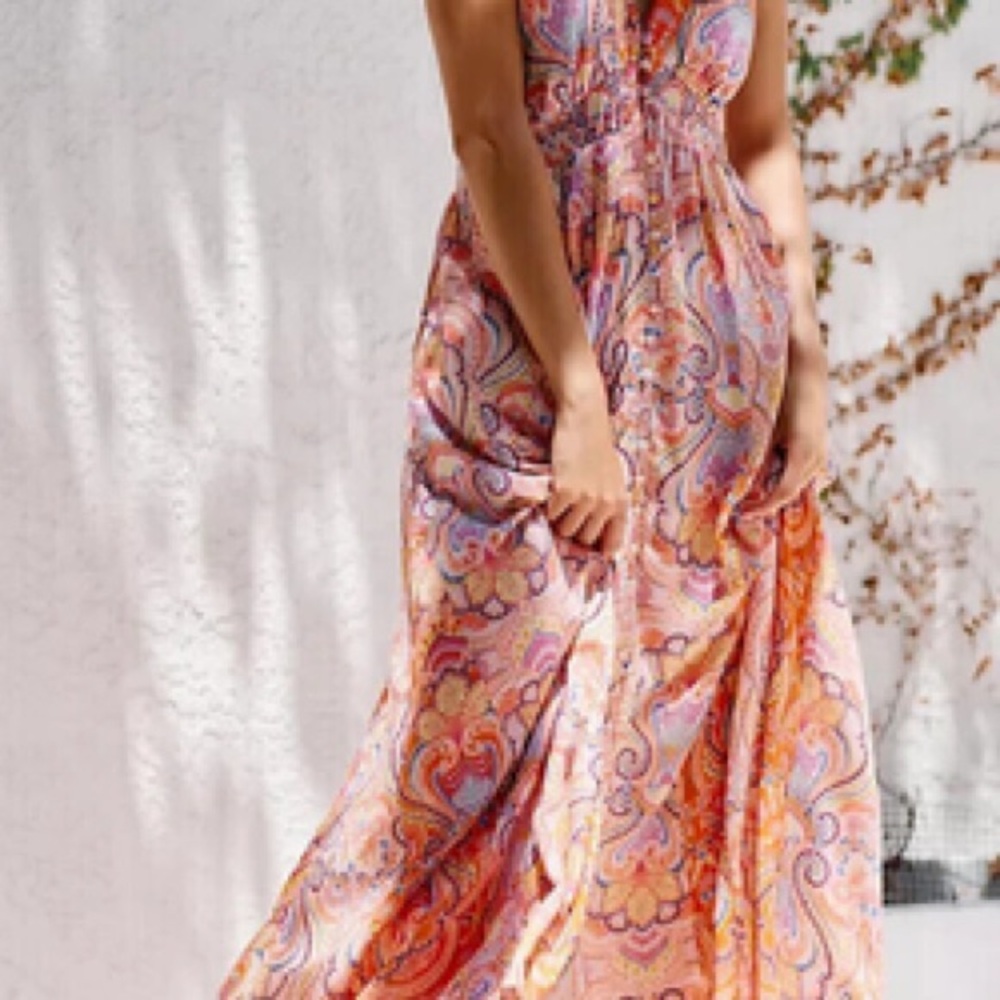 Anthropologie Vibrant Paisley Maxi Dress
